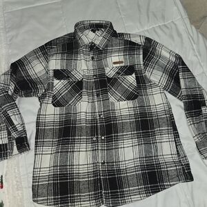 Black and White Plaid Button-Up Shirt